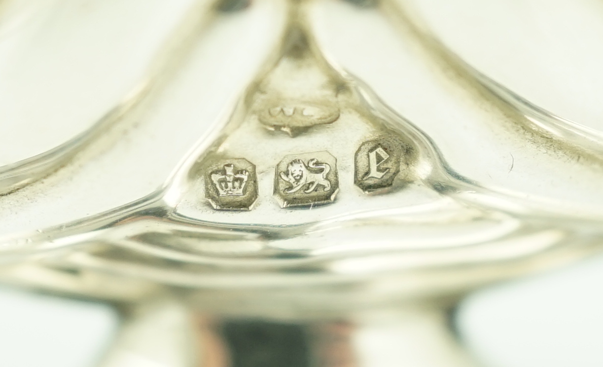 A late Victorian novelty silver pin cushion, modelled as a double headed swan, makers mark rubbed